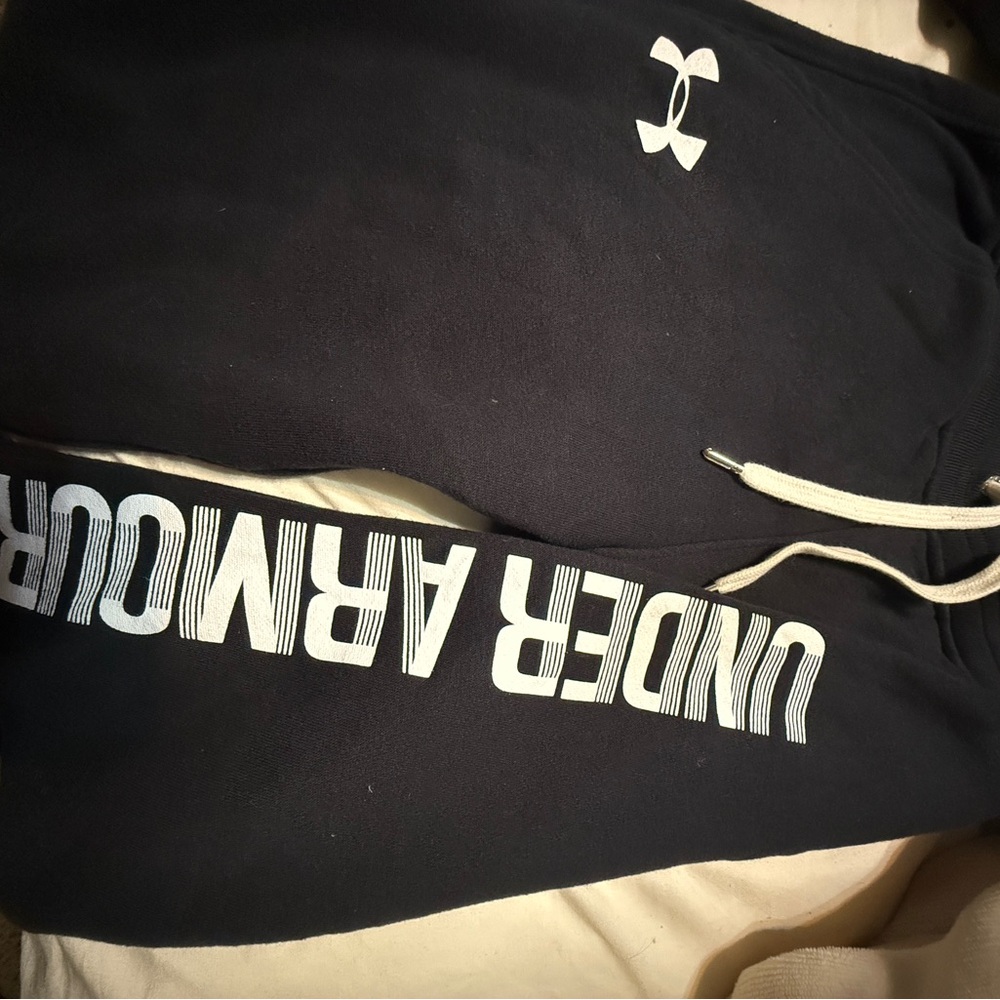 Under Armour Kids Black Joggers with White Logo